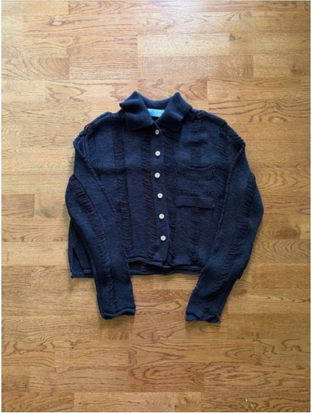 Free People Beach Aimee Cardigan Sweater Women Knit Open Top Black Collar Button